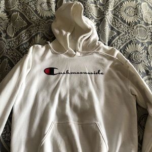 Cashmeousside champion style hoodie.